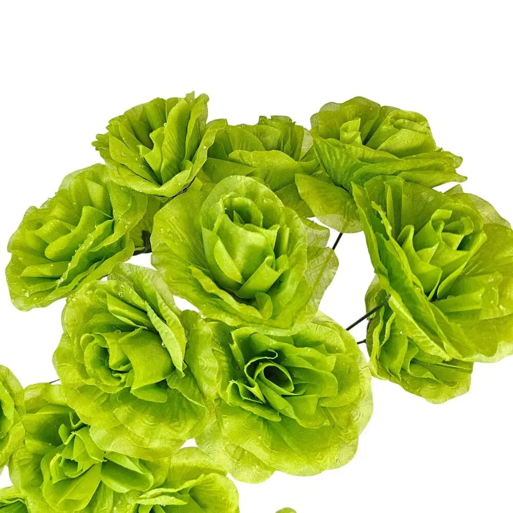 Lime Green Artificial Roses 3in Fluffy Silk Flower Stems Wedding Craft Lot of 21
